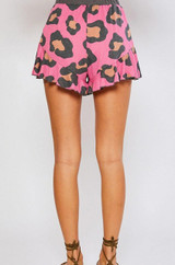 bluivy pink beige leopard shorts loungewear with ruffled hem