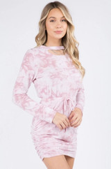 Blush tie dye mini bodycon dress