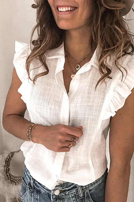 linen ruffle shirt