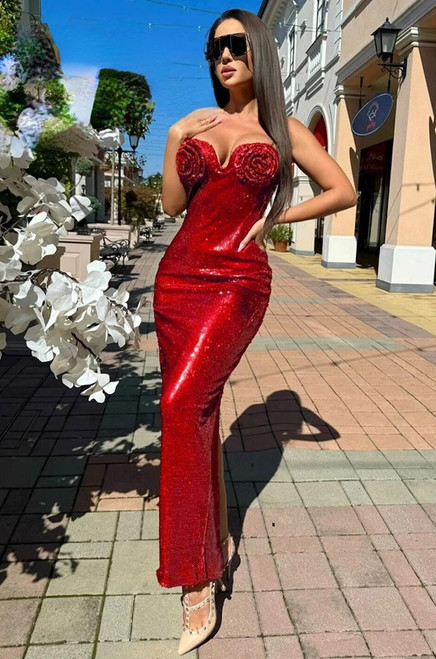 Dixie Red Sequin Maxi Dress