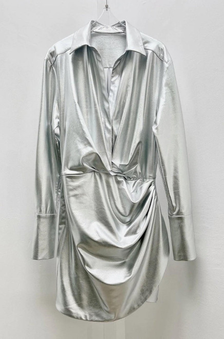 Norma Metallic Shirt Mini Dress