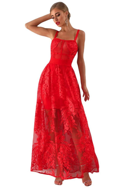 red lace maxi dress