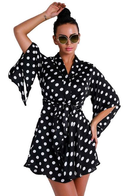 Polkadot Kimono Tie Dress