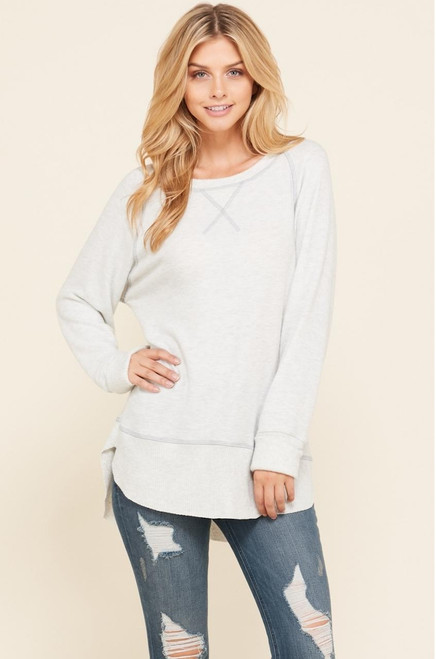 TIGER BRUSH GREY BOAT NECK SWEATER