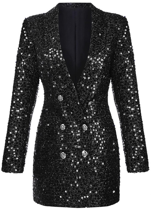 Black Sequin Blazer Dress