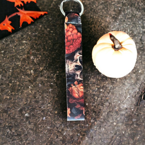 Skull and Flowers Wristlet