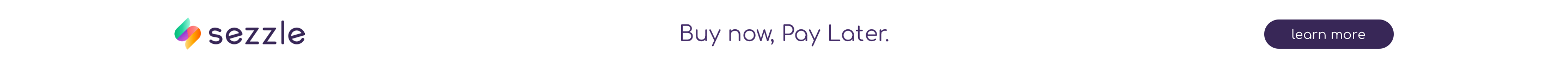 Sezzle banner featuring 'Buy Now Pay Later' message on a white background, promoting Sezzle's convenient payment solution.