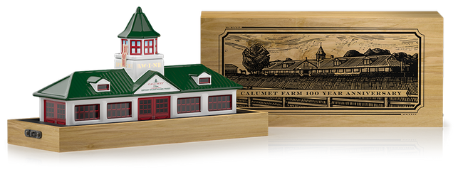 Calumet Farm 100th Anniversary Ceramic Farm Decanter Kentucky Straight Bourbon Whiskey 86 Proof