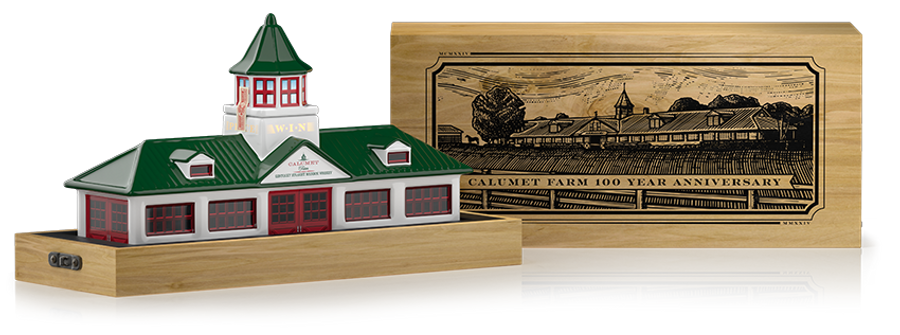 Calumet Farm 100th Anniversary Ceramic Farm Decanter Kentucky Straight Bourbon Whiskey 86 Proof