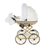 Doll Pram White Luxury Faux Fur Collar