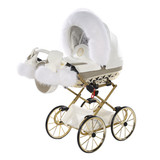 Doll Pram All White Luxury Hand Muffs