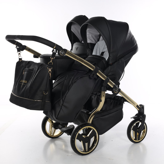 Compact Black Eco Leather Duo 2in1 (1 x Carrycot & 2 x Seat units)
