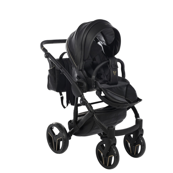 Junama S-Class Black pram, pushchair and changing bag