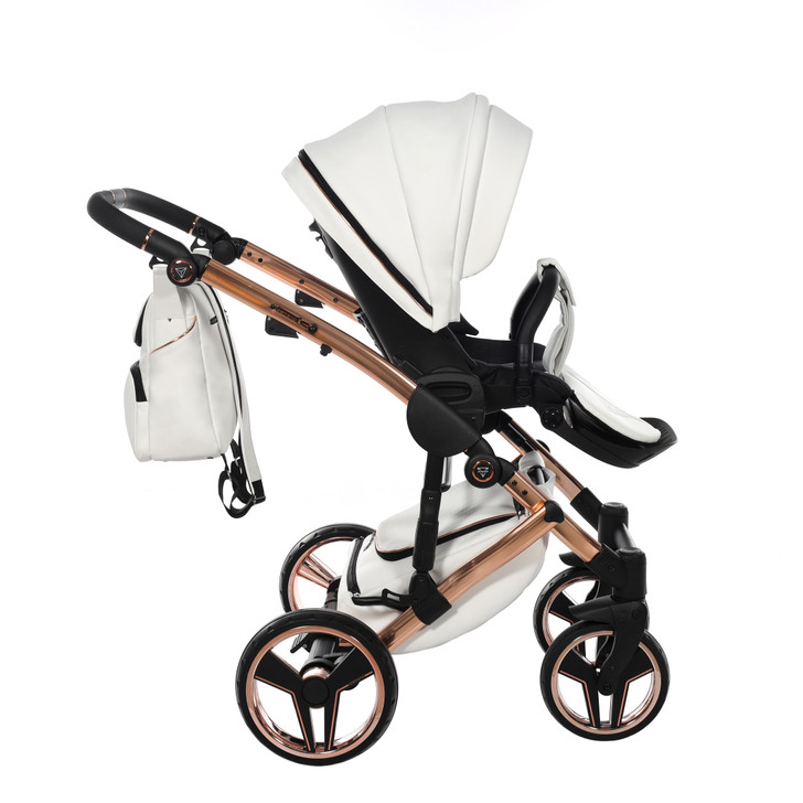 Junama S-Class White pram, pushchair and changing bag