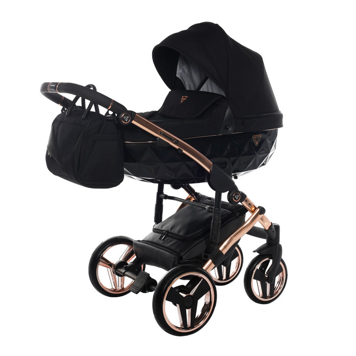 Junama Individual Black Rose Gold Pram, Carrycot