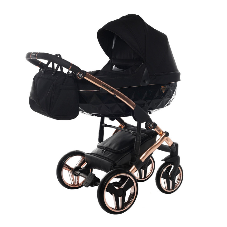 Junama Individual Black Rose Gold Pram, Carrycot
