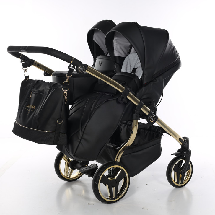 Compact Black Eco Leather Duo 2in1 (1 x Carrycot & 2 x Seat units)