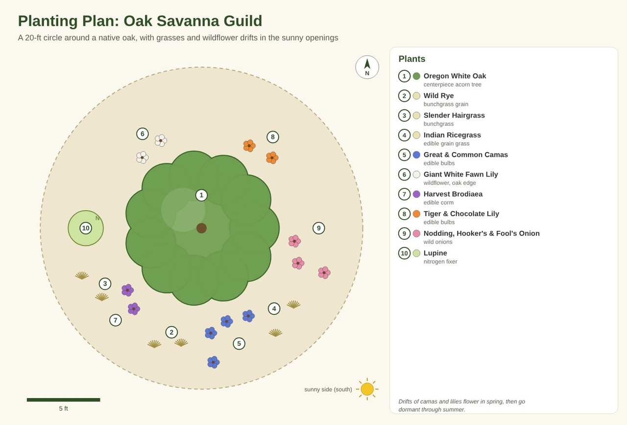 Planting plan diagram for the Oak Savanna Guild