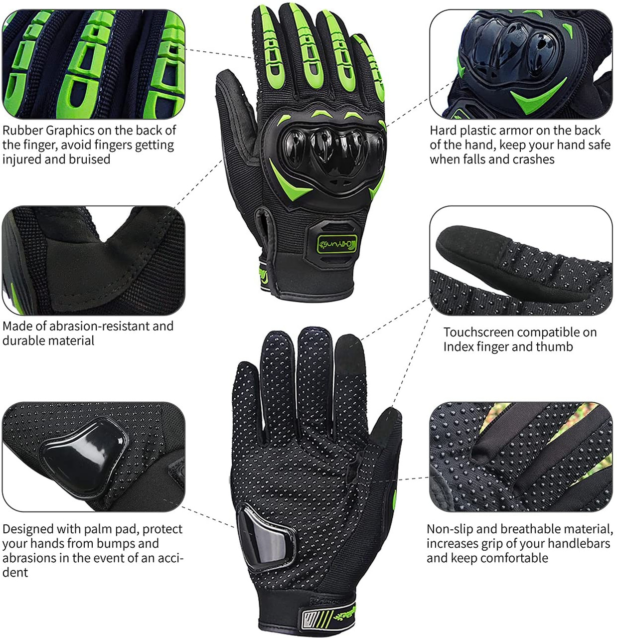 Lightweight Carbon Fiber，Powersports Gloves for Cycling Motorbike ATV MTB BMX Riding Camping Climbing Hiking Work Outdoor VICTRIDGE Motorcycle Gloves for Men and Women,Touchscreen Full Finger 