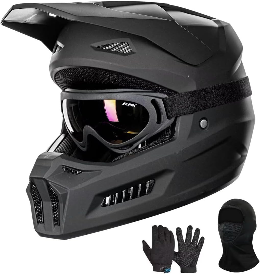 bike helmet w goggles gloves Adult HI-VIZ MOTOCROSS ATV OFFROAD Combo with and XXL and black goggles Youth Dirt Bike Helmet with
