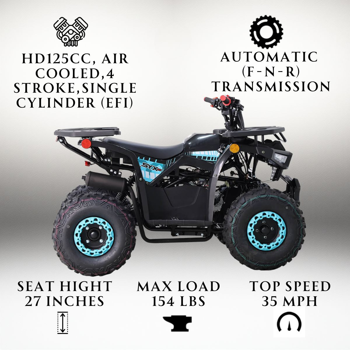 Ice Bear 125UT-D SY 120cc Utility ATV | Automatic F-N-R, EFI, Front & Rear Racks