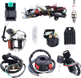 Complete Electrics Wiring Harness Stator Coil CDI Solenoid Relay Spark Plug For 4 wheelers Stroke ATV (50cc 70cc 110cc 125cc) Pit Quad Dirt Bike taotao Go Kart Complete Electrics Wiring Harness Stator Coil CDI Solenoid Relay Spark Plug For 4 wheelers Stroke ATV (50cc 70cc 110cc 125cc) Pit Quad Dirt Bike taotao Go Kart