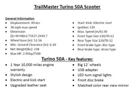 Trail Master Turino 50A Assembled Version Scooter, With Electric and kick start Trail Master Turino 50A Assembled Version Scooter, With Electric and kick start