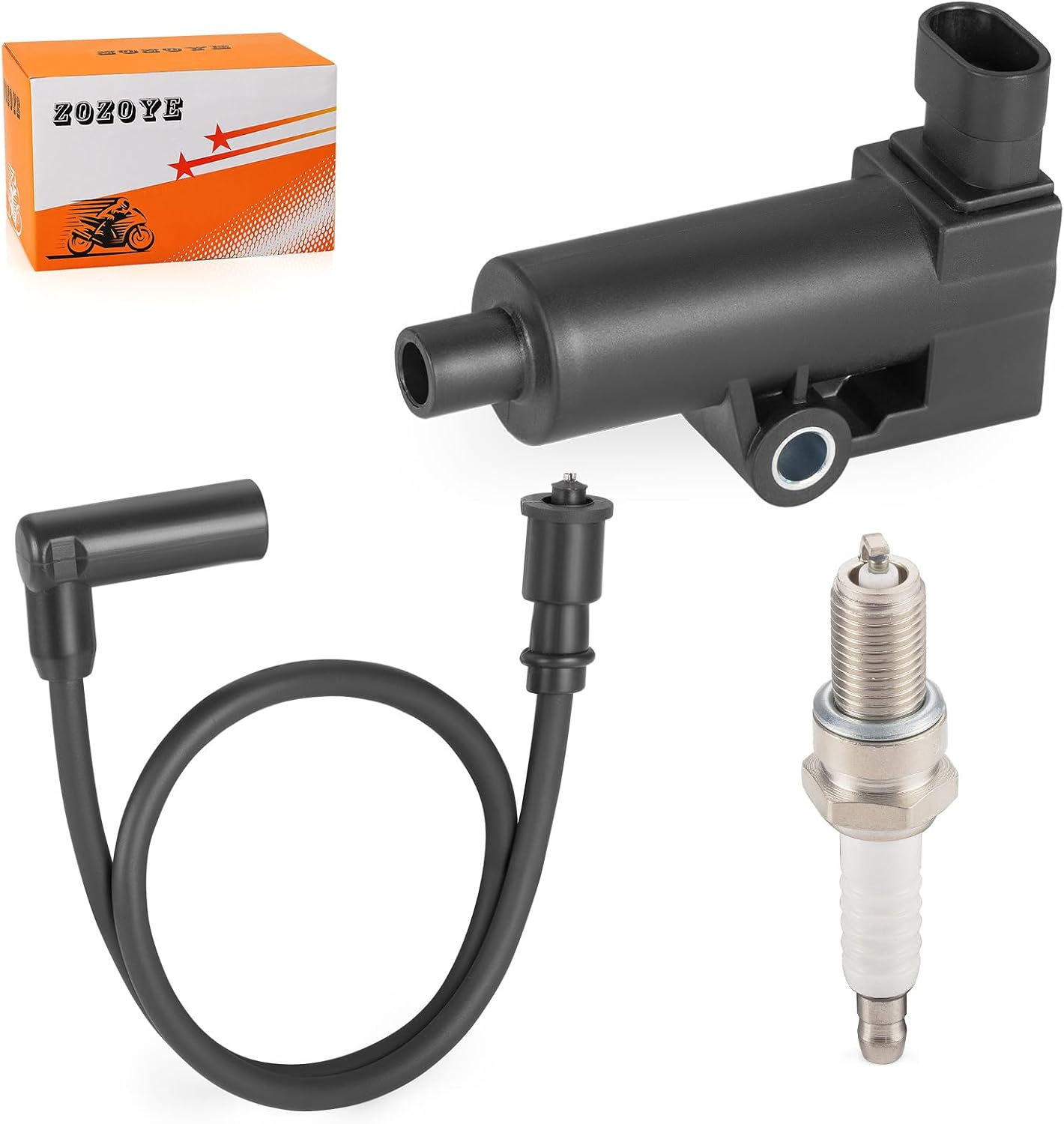 Ignition Coil & Spark Plug & Wire Cap for Hisun UTV 250 400 450 500 Massimo Gunner 250 MSU 400 500 Coleman UT400 UT500 Axis Bennche Cowboy Spire Bighorn 250 400 450 500