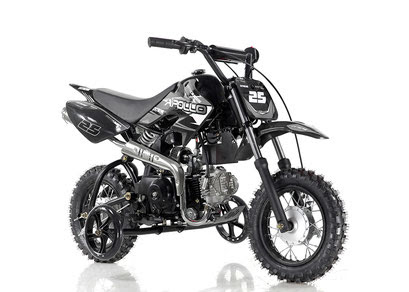 Apollo DB-25 70cc Automatic DIRT BIKE, 4 Stroke Air Cooled, Single Cylinder w/ Training wheels - Fully Assembled and Tested - Black