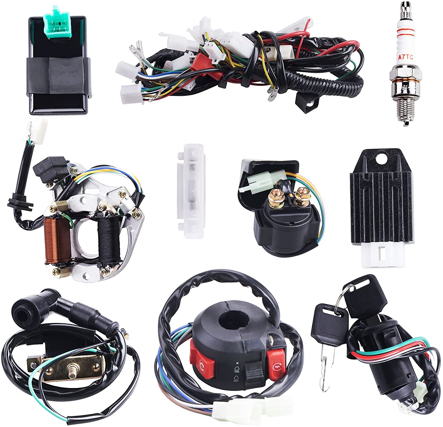 Wiring Harness Set CDI Ignition Coil For 50cc 110cc 125cc ATV PIT Dirt Bike 