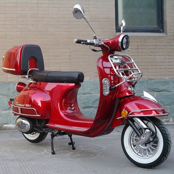 DongFang Romeo 200 (ROMEO-200-RD) Gas Moped Scooter, Automatic CVT Big Power Engine, Retro Style