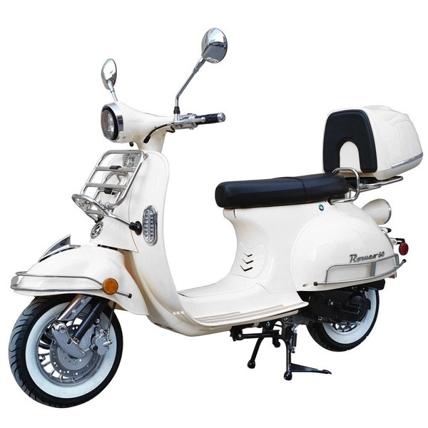DongFang Romeo 50 (ROMEO-50-WT) Gas Scooter, Retro Style Body, Slick Design, Fully Automatic