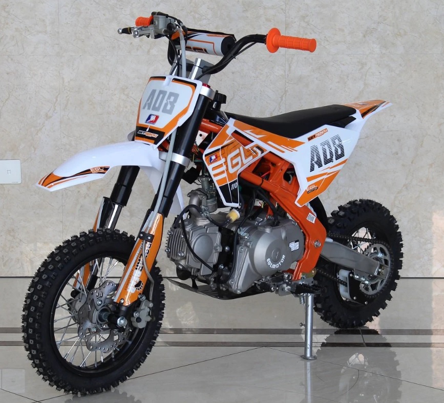 EGL A08-A Pro 110 Dirt Bike, 110cc, Single Cylinder, 4 Stroke, Air Cooled, 3 Speed Semi-Auto