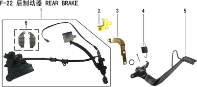 Lifan KP200 Rear Hydraulic Brake Assembly (Image #01)