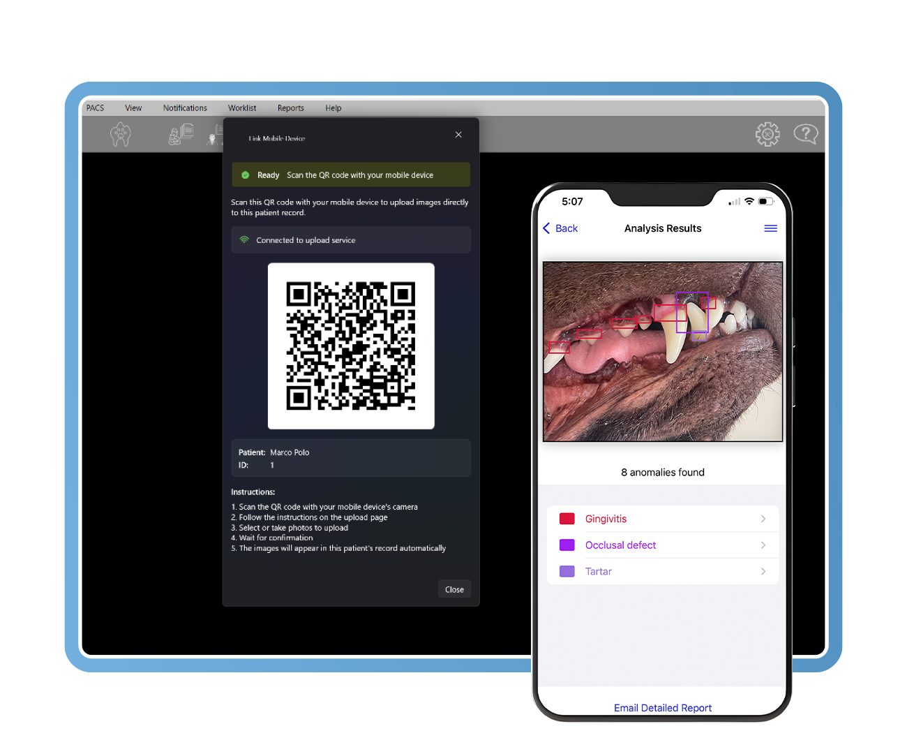 Mobile image upload to veterinary patient file