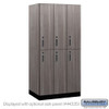 Salsbury 12" Wide Premier Wood Locker - Double Tier - 3 Wide - 6 Feet High - 21" Deep - Skyline Walnut - Electronic Locks