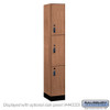 Salsbury 12" Wide Premier Wood Locker - Triple Tier - 1 Wide - 6 Feet High - 18" Deep - Skyline Walnut - Resettable Combination Locks