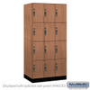 Salsbury 12" Wide Premier Wood Locker - Four Tier - 3 Wide - 6 Feet High - 21" Deep - Skyline Walnut - Hasp