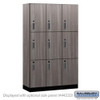 Salsbury 15" Wide Premier Wood Locker - Triple Tier - 3 Wide - 6 Feet High - 18" Deep - Skyline Walnut - Electronic Locks