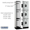 Salsbury 12" Wide Triple Tier Designer Wood Locker - 3 Wide - 5 Feet High - 18 Inches Deep - - Resettable Combination Locks