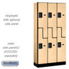 Salsbury 12" Wide Double Tier 'S' Style Designer Wood Locker - 3 Wide - 6 Feet High - 15 Inches Deep - - Hasps