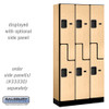 Salsbury 12" Wide Double Tier 'S' Style Designer Wood Locker - 3 Wide - 5 Feet High - 15 Inches Deep - - Hasps