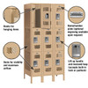 Vented Metal Locker - Triple Tier 3 Wide 6 Feet High 18 Inches Deep Tan Unassembled