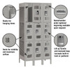 Vented Metal Locker - Triple Tier 3 Wide 6 Feet High 18 Inches Deep Gray Assembled