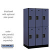 Designer Wood Locker - Double Tier 3 Wide 5 Feet High 21 Inches Deep Blue