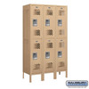 Vented Metal Locker - Double Tier 3 Wide 5 Feet High 15 Inches Deep Tan Assembled