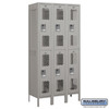 Vented Metal Locker - Double Tier 3 Wide 6 Feet High 18 Inches Deep Gray Unassembled