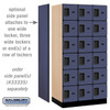 Designer Wood Locker - Six Tier Box Style 3 Wide 6 Feet High 21 Inches Deep Blue