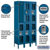 See-Through Metal Locker - Double Tier 3 Wide 6 Feet High 12 Inches Deep Blue Assembled