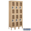 See-Through Metal Locker - Double Tier 3 Wide 6 Feet High 12 Inches Deep Tan Assembled